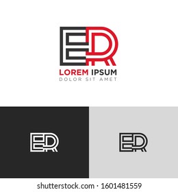 Initial Letter ER linked uppercase overlap modern logo design template. Suitable for business, consulting group company