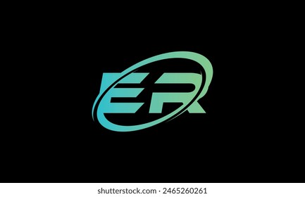 Initial Letter ER Logo. Creative And Modern ER logo Design on black background.