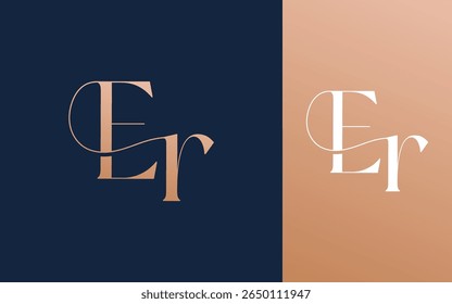Initial letter ER RE logo design vector illustration for couple, wedding, and business