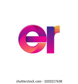 Initial Letter ER Logo Lowercase, magenta and orange, Modern and Simple Logo Design.