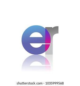 Initial Letter ER Lowercase overlap Logo Blue, pink and grey, Modern and Simple Logo Design.