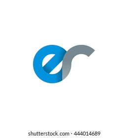initial letter er modern linked circle round lowercase logo blue gray