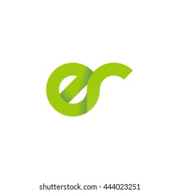 initial letter er modern linked circle round lowercase logo green