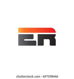 Initial letter ER, straight linked line bold logo, gradient fire red black colors