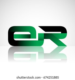 Initial letter ER uppercase modern and simple logo linked green and black colored, isolated in white background. Vector design for company identity.