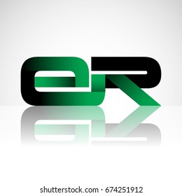Initial letter ER uppercase modern and simple logo linked green and black colored, isolated in white background. Vector design for company identity.