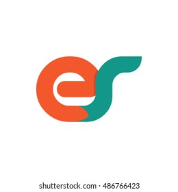 Initial Letter ES ER Linked Circle Lowercase Logo Orange Green