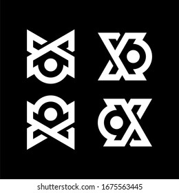 Initial letter ES, EZ, SX, XS logo template with sporty geometric circle line art illustration in flat design monogram symbol