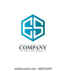 Initial Letter ES Hexagonal Design Logo