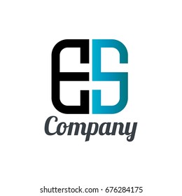 Initial Letter ES Linked Box Design Logo