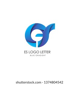 Initial Letter es Linked Circle Lowercase Logo Blue Icon Design Template Element with gradient - Vector