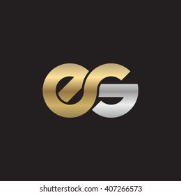 initial letter es linked circle lowercase logo gold silver black background