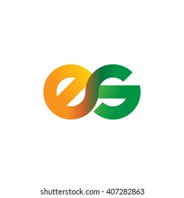 initial letter es linked circle lowercase logo orange green