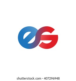 initial letter es linked circle lowercase logo blue red