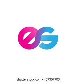 initial letter es linked circle lowercase logo pink blue purple