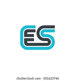 Initial Letter ES Linked Design Logo Blue Black