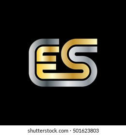 Initial Letter ES Linked Design Logo Silver Gold
