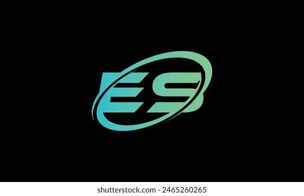 Initial Letter ES Logo. Creative And Modern ES logo Design on black background.