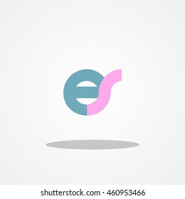 Initial letter ES lowercase logo design template blue pink