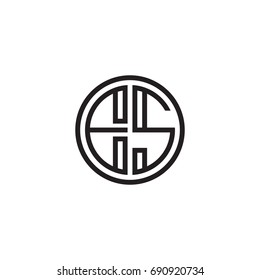 Initial letter ES, minimalist line art monogram circle logo, black color