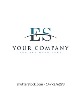 Initial letter ES, overlapping movement swoosh horizon logo company design inspiration in blue and gray color vector