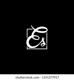 Initial letter ES SE minimalist art monogram shape logo, white color on black background