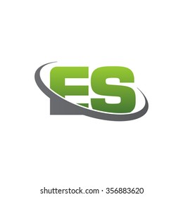 initial letter ES swoosh ring company logo green gray