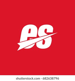 initial letter es white logo in red background
