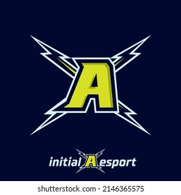 Initial A letter esport logo illustration, esport mascot gamer team work design, streamer logo
