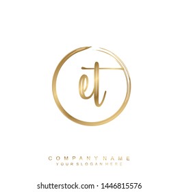 Initial letter ET beautiful handwriting logo vector template