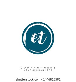 Initial letter ET beautiful handwriting logo vector template