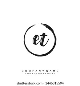 Initial letter ET beautiful handwriting logo vector template