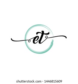 Initial letter ET beautiful handwriting logo vector template