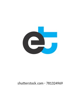 Initial Letter ET Linked Circle Lowercase Logo Black Blue Icon Design Template Element