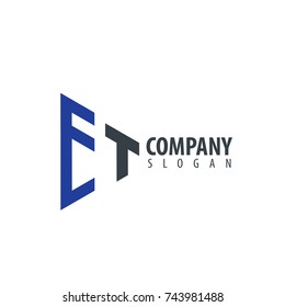 Initial Letter ET Linked Triangle Design Logo