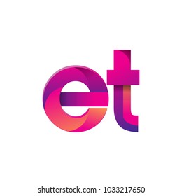 Initial Letter ET Logo Lowercase, magenta and orange, Modern and Simple Logo Design.