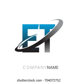 initial letter ET logotype company name colored blue and grey swoosh design. logo design for business and company identity.