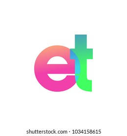 Initial Letter ET Lowercase Logo green, pink and Blue, Modern and Simple Logo Design.