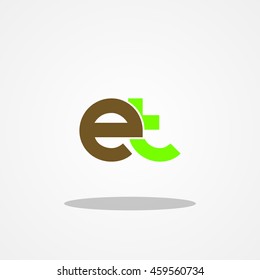 Initial letter ET lowercase logo design template brown leaf green