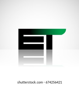 Initial letter ET uppercase modern and simple logo linked green and black colored, isolated in white background. Vector design for company identity.