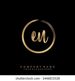 Initial letter EU beautiful handwriting logo vector template