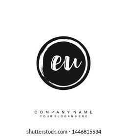 Initial letter EU beautiful handwriting logo vector template