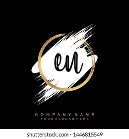Initial letter EU beautiful handwriting logo vector template
