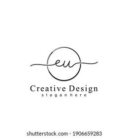Ursprünglicher Brief EU-Logo für Kalligrafie mit Handschrift. Handgeschriebenes Alphabet in der Logo-Vorlage. Buchstaben und Alphabet für Ihr Logo-Design.