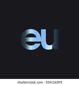 Initial letter EU chrome with dark background logo