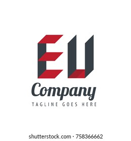 Initial Letter EU Design Logo With Square