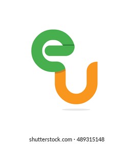 Initial Letter EU EV Linked Circle Lowercase Logo Design Template Elements