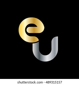 Initial Letter EU EV Linked Circle Lowercase Logo Design Template Elements