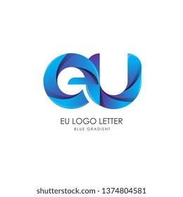 Initial Letter eu Linked Circle Lowercase Logo Blue Icon Design Template Element with gradient - Vector