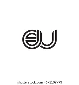 Initial letter eu, linked outline rounded lowercase, monogram black
